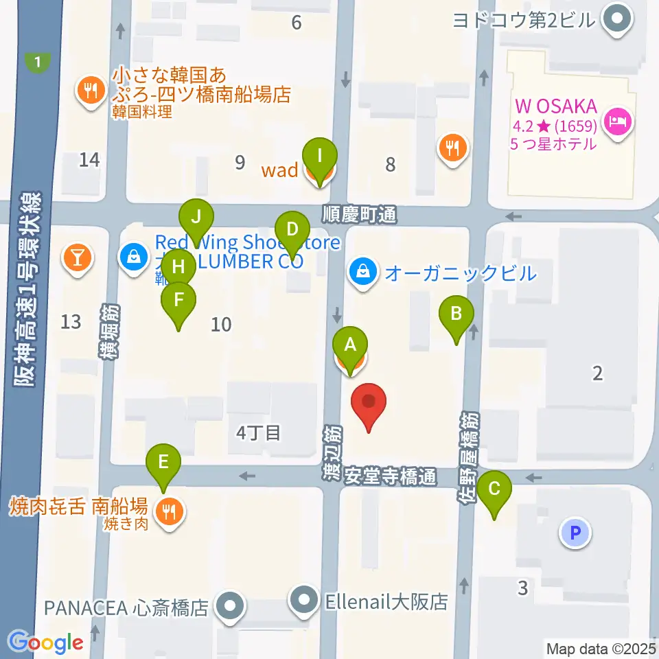 トニック楽器アトリエボア周辺のカフェ一覧地図