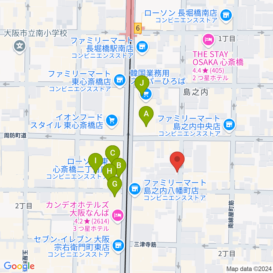 ツタヤ楽器周辺のカフェ一覧地図