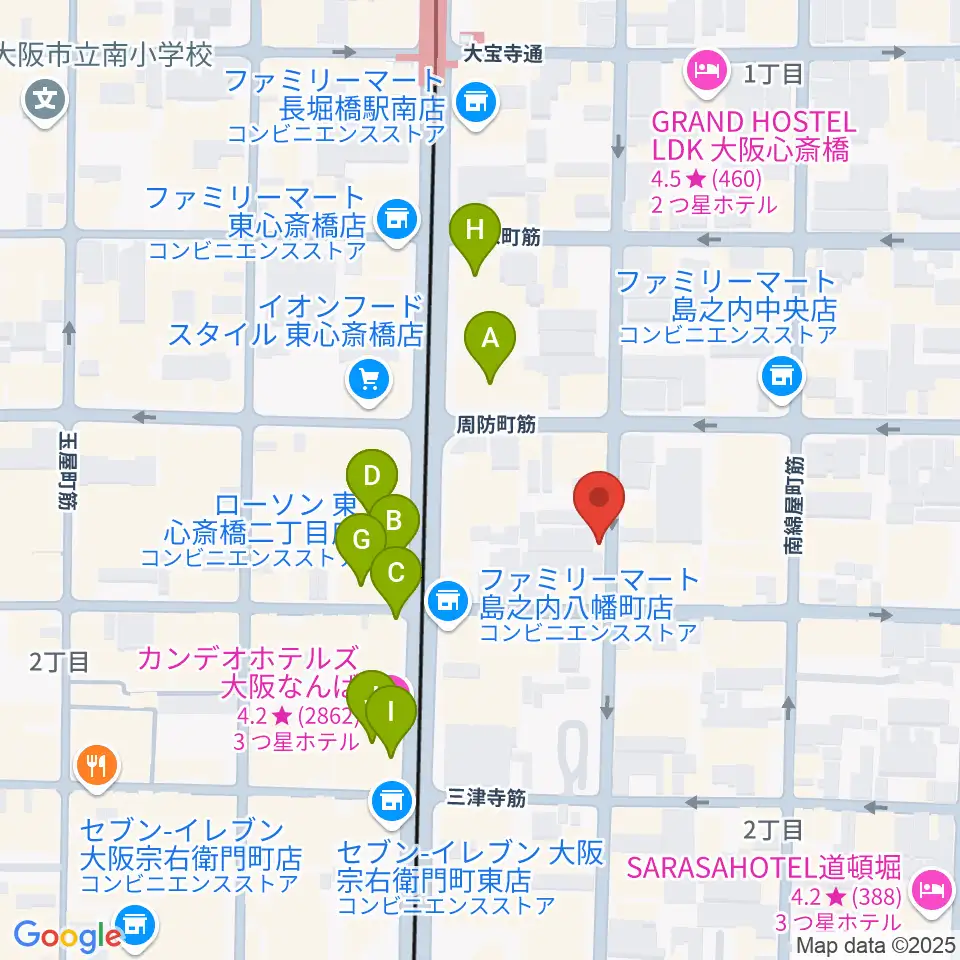 ツタヤ楽器周辺のカフェ一覧地図