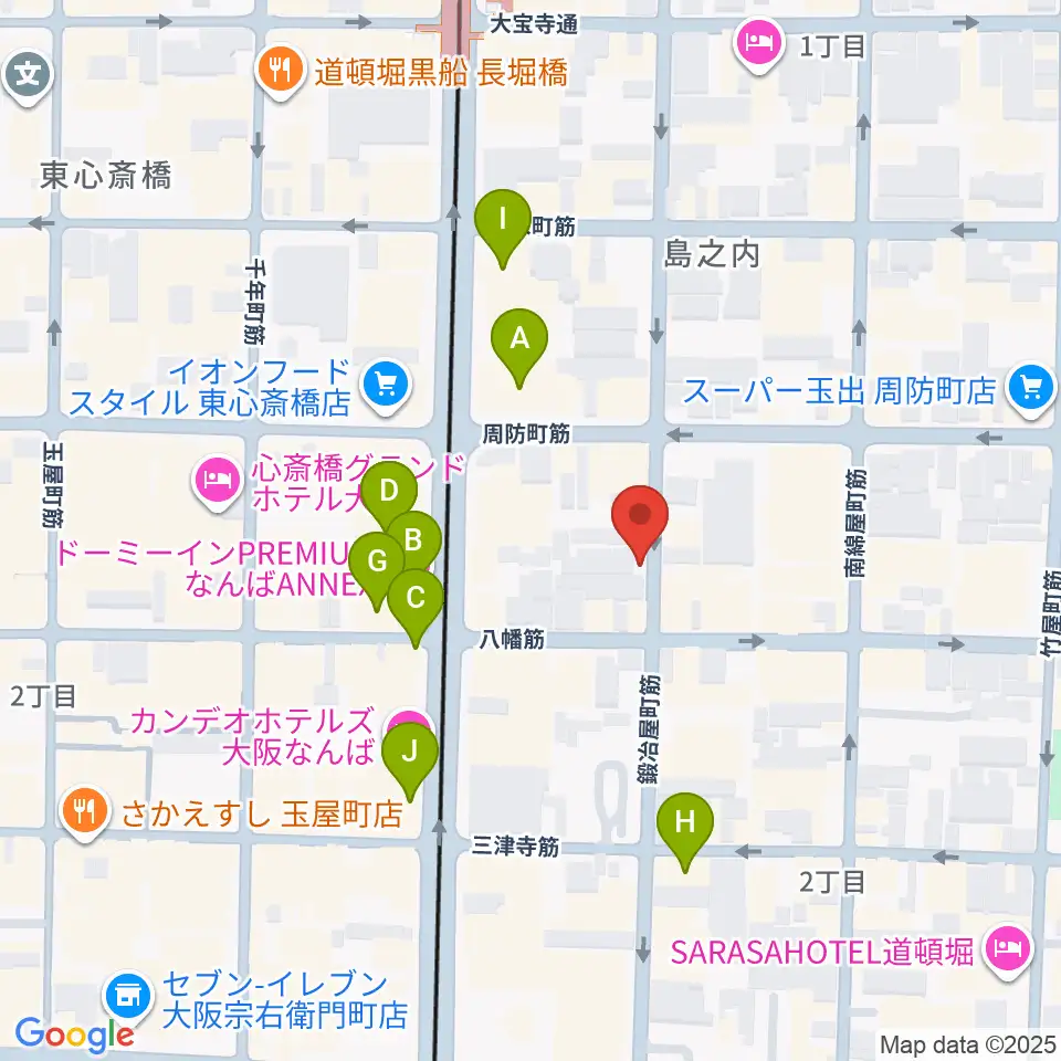 ツタヤ楽器周辺のカフェ一覧地図