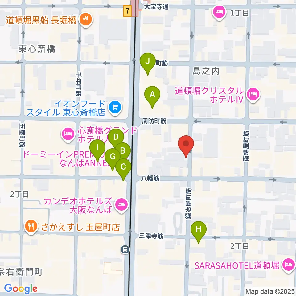 ツタヤ楽器周辺のカフェ一覧地図