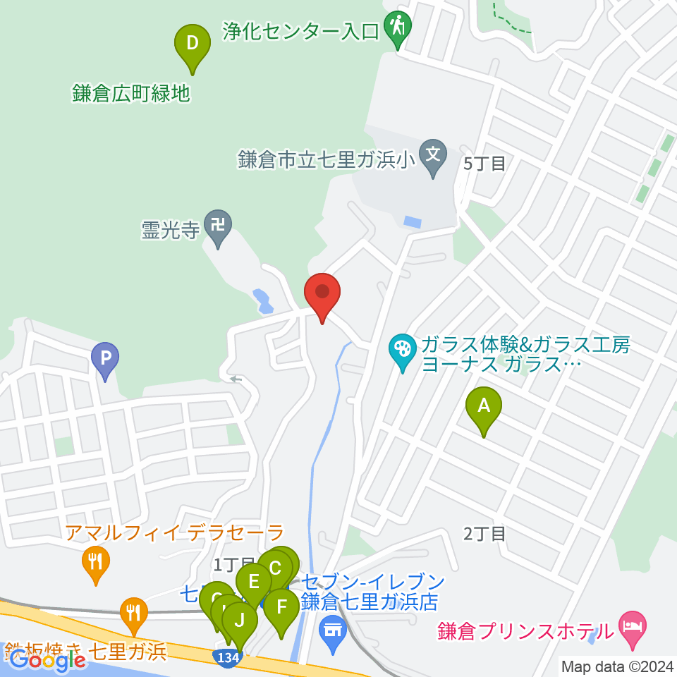 ウクレレスタジオ七里ケ浜周辺のカフェ一覧地図