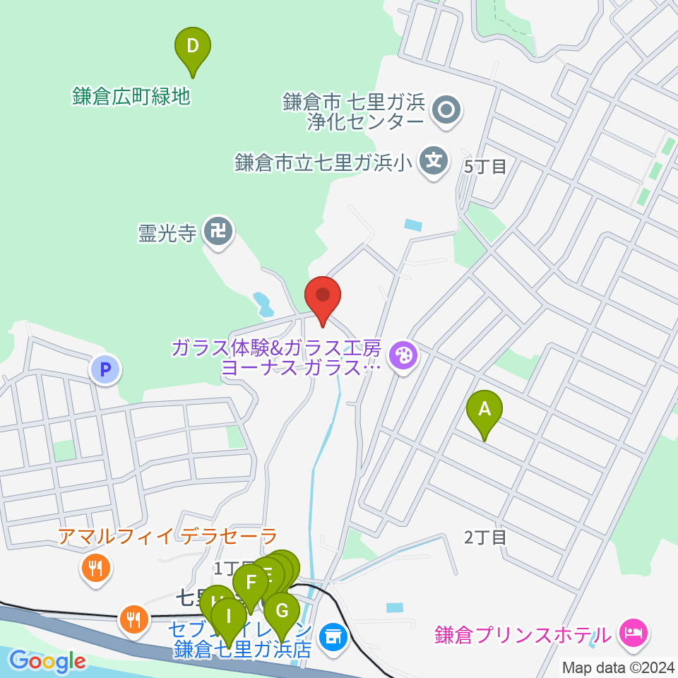 ウクレレスタジオ七里ケ浜周辺のカフェ一覧地図