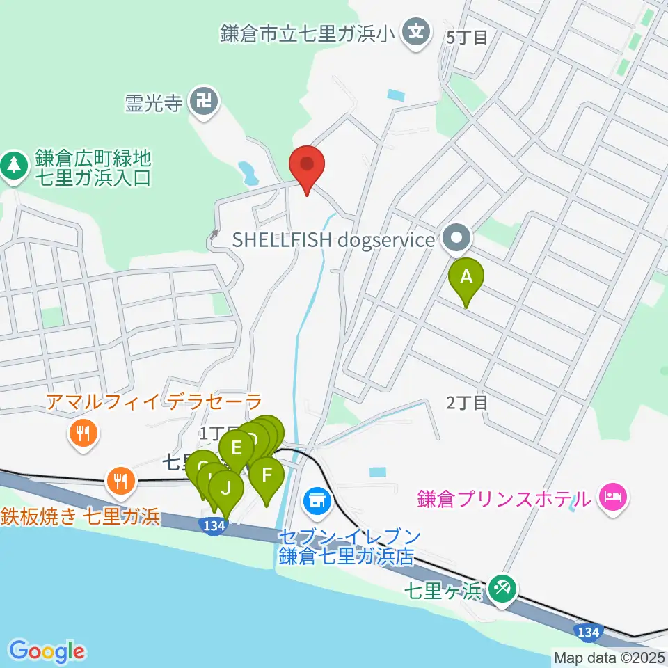 ウクレレスタジオ七里ケ浜周辺のカフェ一覧地図