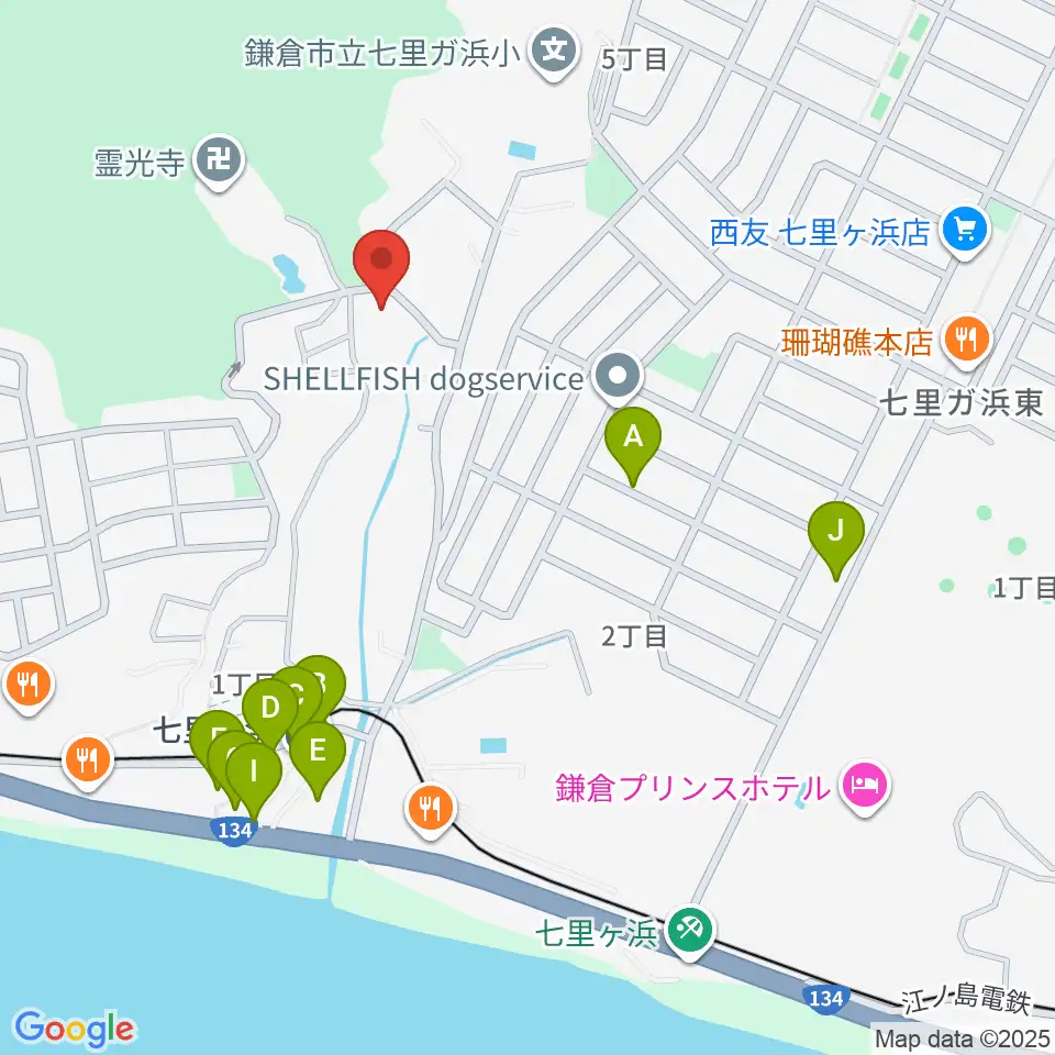ウクレレスタジオ七里ケ浜周辺のカフェ一覧地図