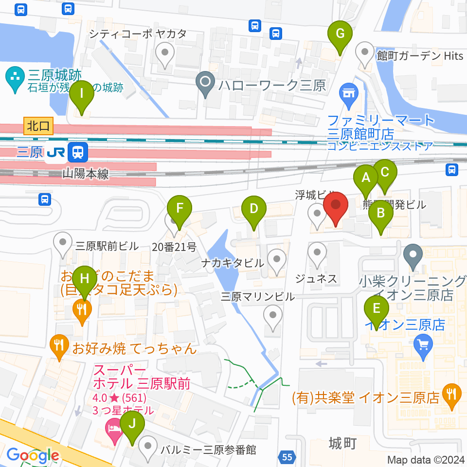 アンリミテッド三原店周辺のカフェ一覧地図