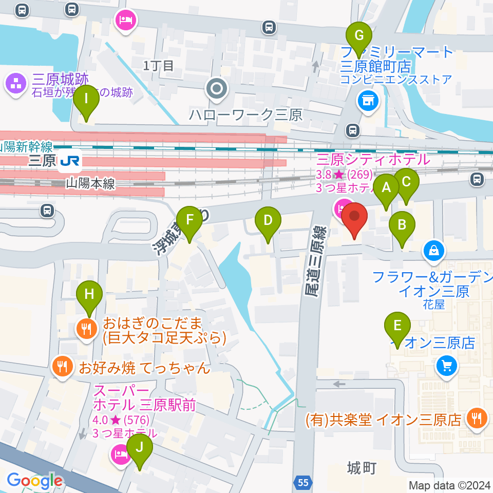 アンリミテッド三原店周辺のカフェ一覧地図