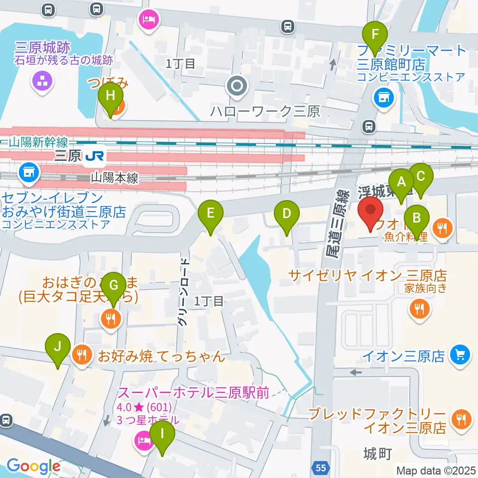 アンリミテッド三原店周辺のカフェ一覧地図