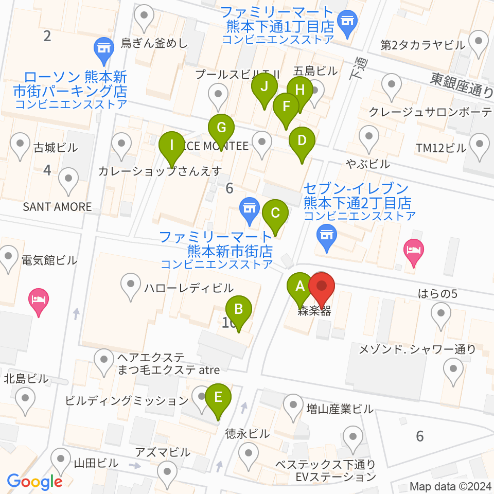和楽器市場（森楽器）周辺のカフェ一覧地図