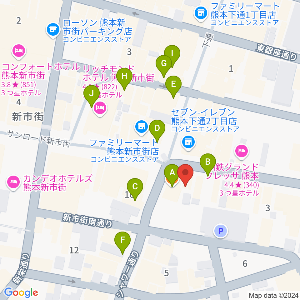 和楽器市場（森楽器）周辺のカフェ一覧地図