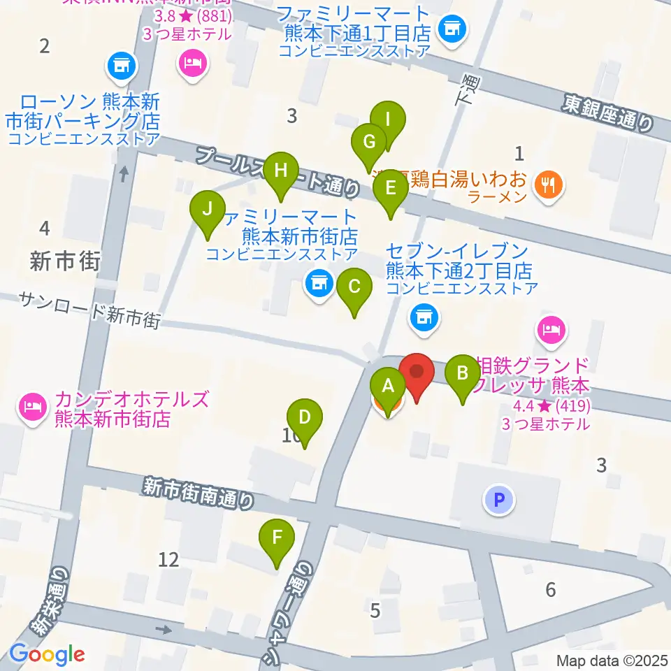 森楽器 和楽器市場周辺のカフェ一覧地図