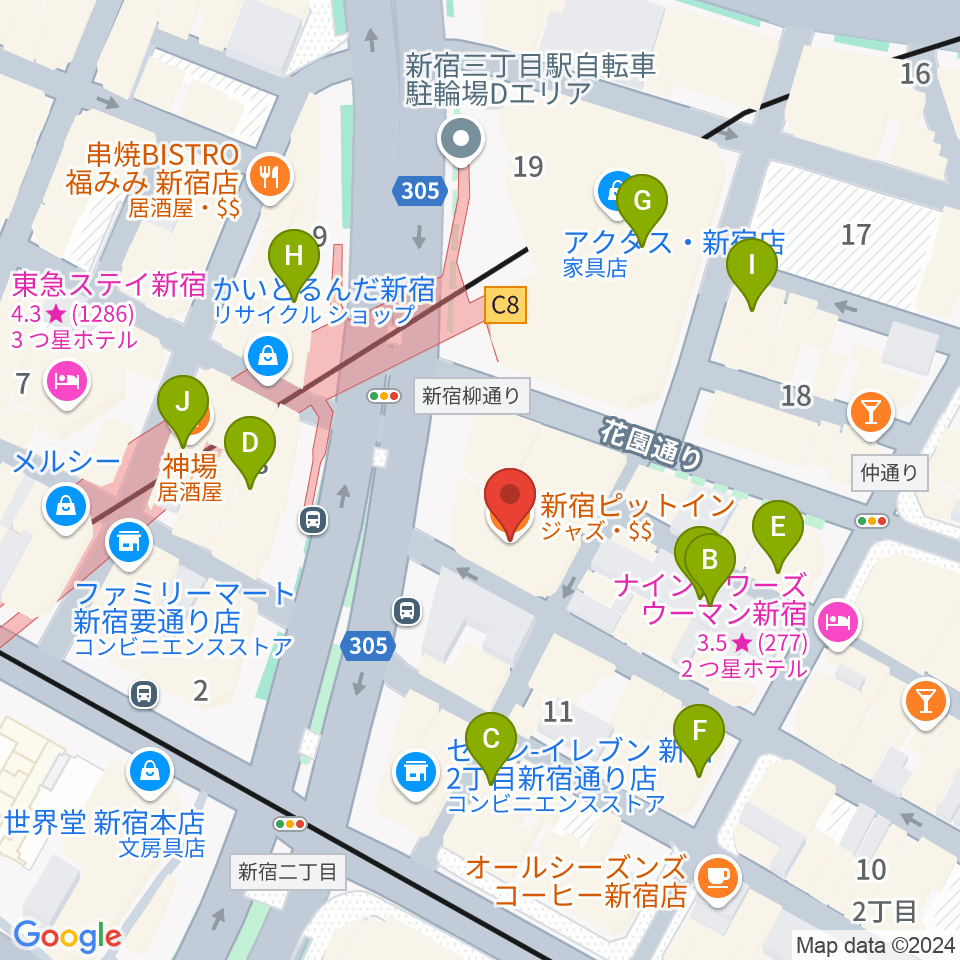 ヤナギサワ・クロッシュ周辺のカフェ一覧地図