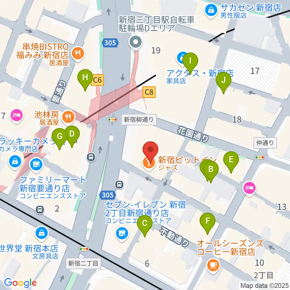ヤナギサワ・クロッシュ周辺のカフェ一覧地図
