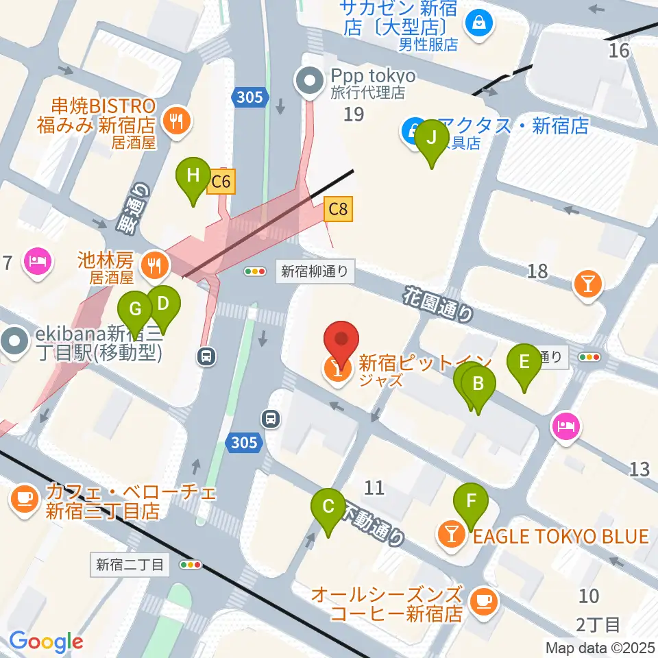 ヤナギサワ・クロッシュ周辺のカフェ一覧地図