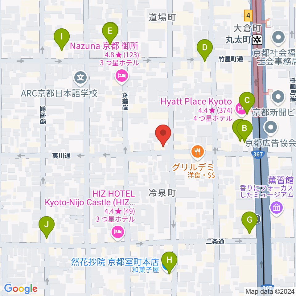 ユリ楽器周辺のカフェ一覧地図