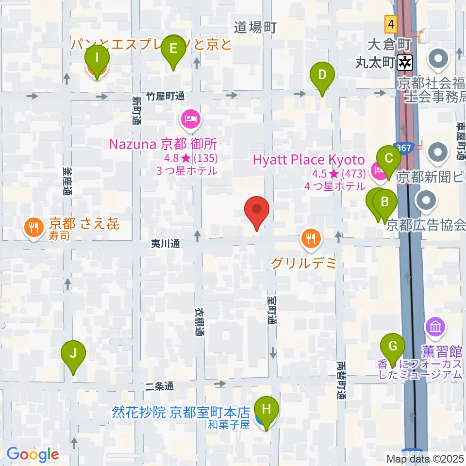 ユリ楽器周辺のカフェ一覧地図