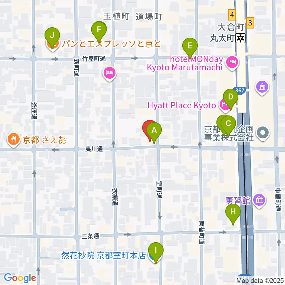 ユリ楽器周辺のカフェ一覧地図