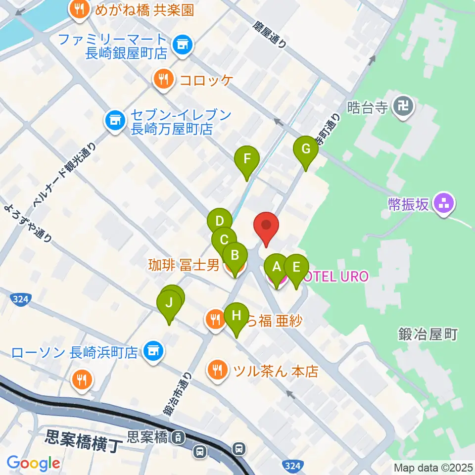 初美屋楽器店周辺のカフェ一覧地図