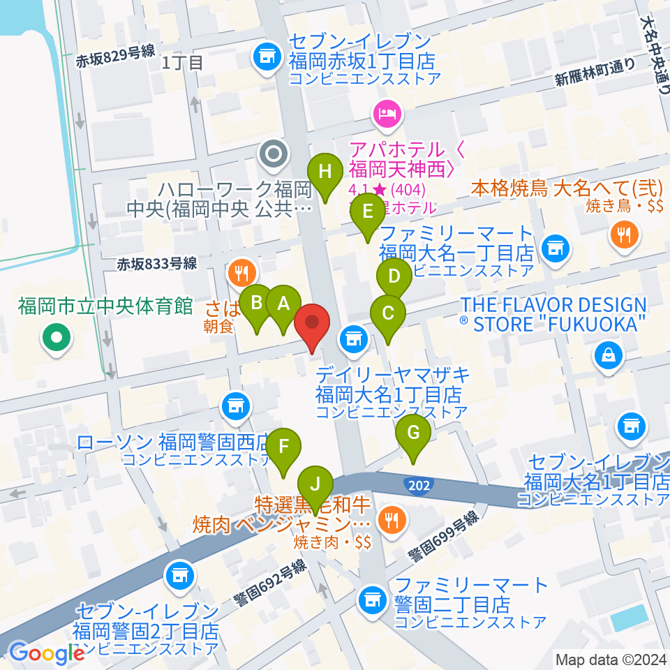 ムジカテラシマ周辺のカフェ一覧地図