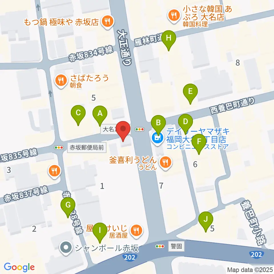 ムジカテラシマ周辺のカフェ一覧地図