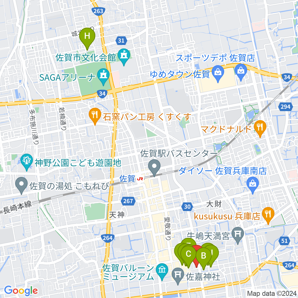 三根楽器店周辺のカフェ一覧地図