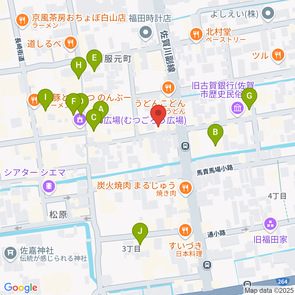 三根楽器店周辺のカフェ一覧地図