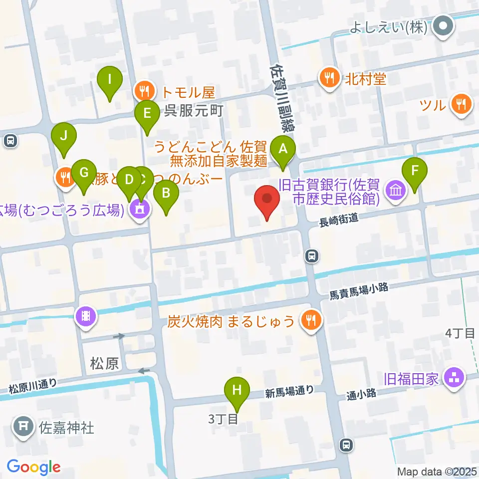三根楽器店周辺のカフェ一覧地図
