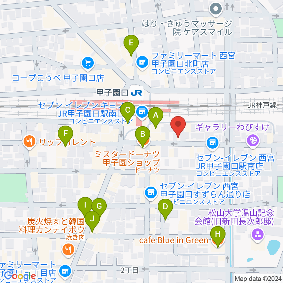 箏三絃なかにし周辺のカフェ一覧地図