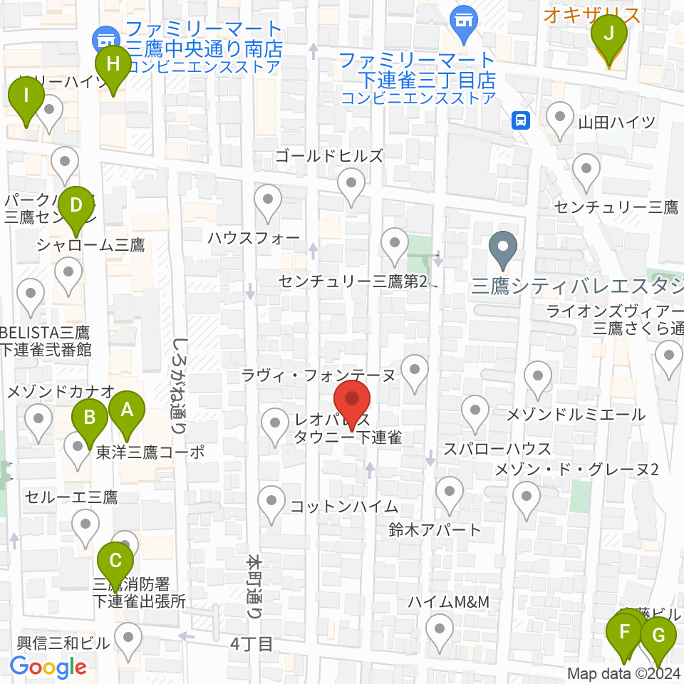 コントラバス専門店アット周辺のカフェ一覧地図