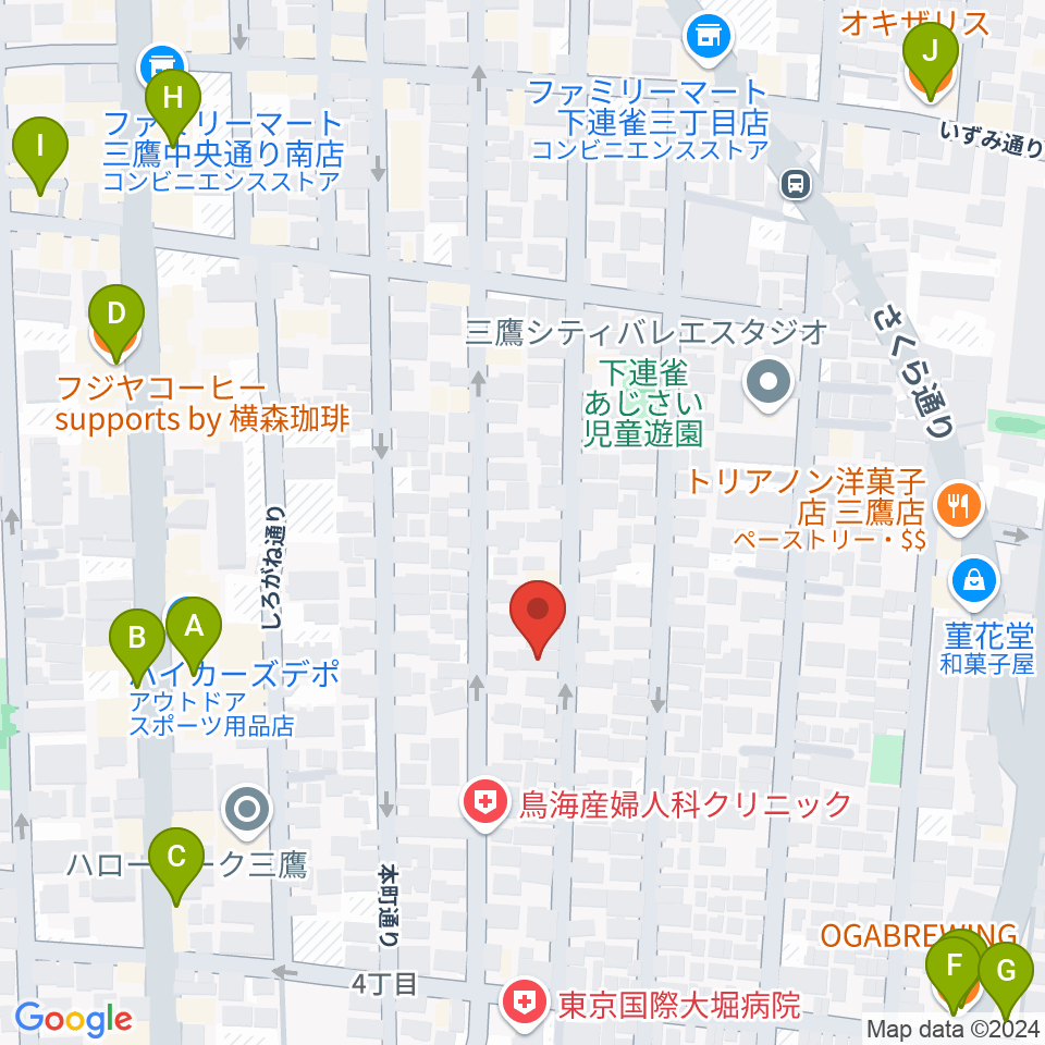 コントラバス専門店アット周辺のカフェ一覧地図