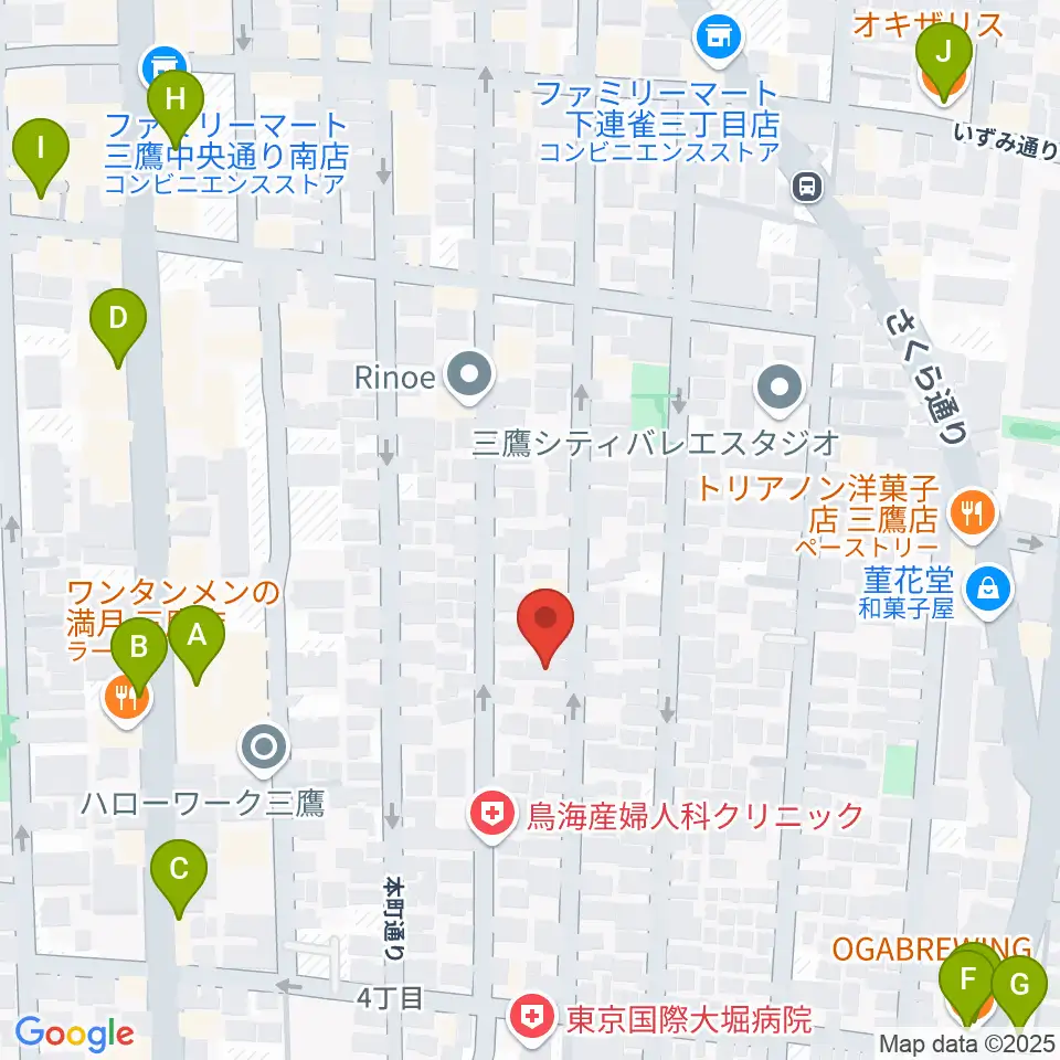 コントラバス専門店アット周辺のカフェ一覧地図