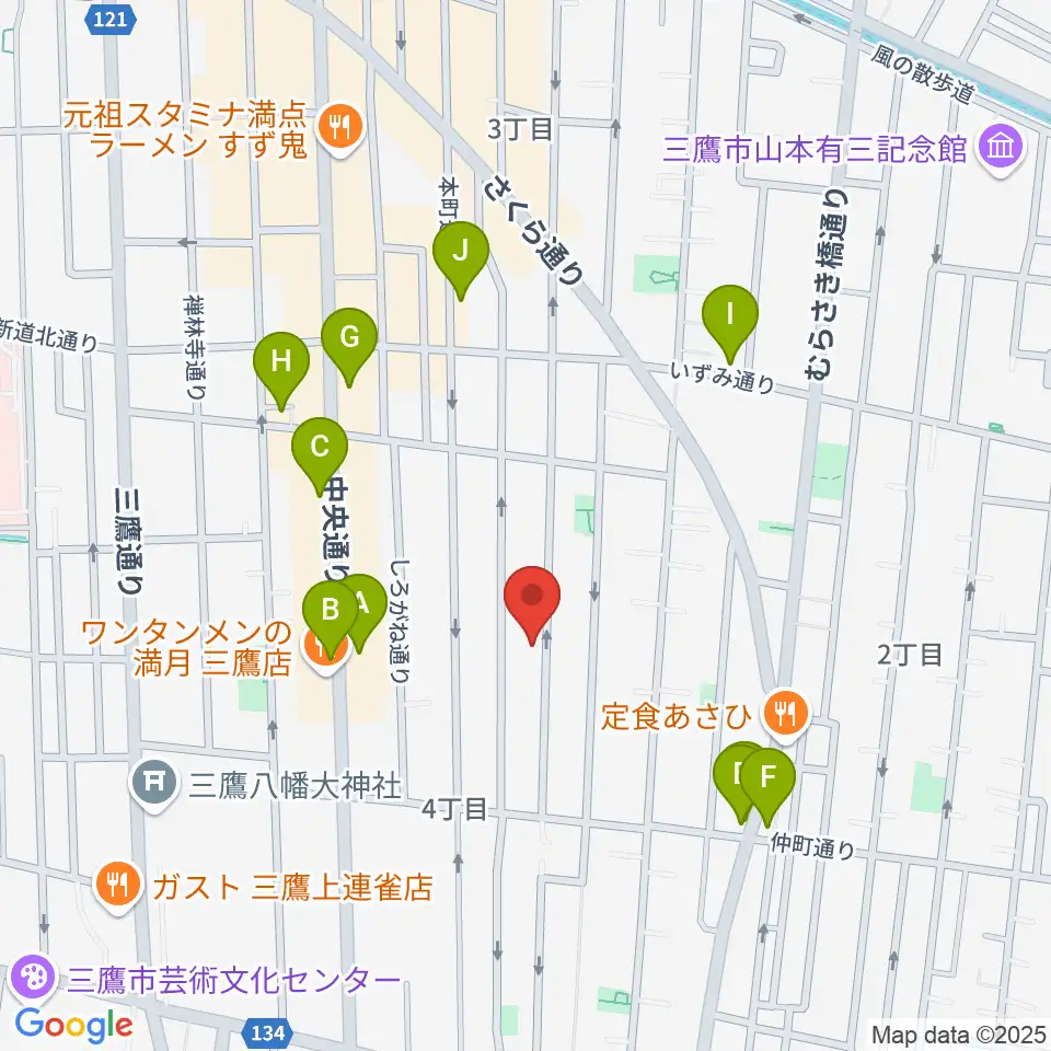 コントラバス専門店アット周辺のカフェ一覧地図