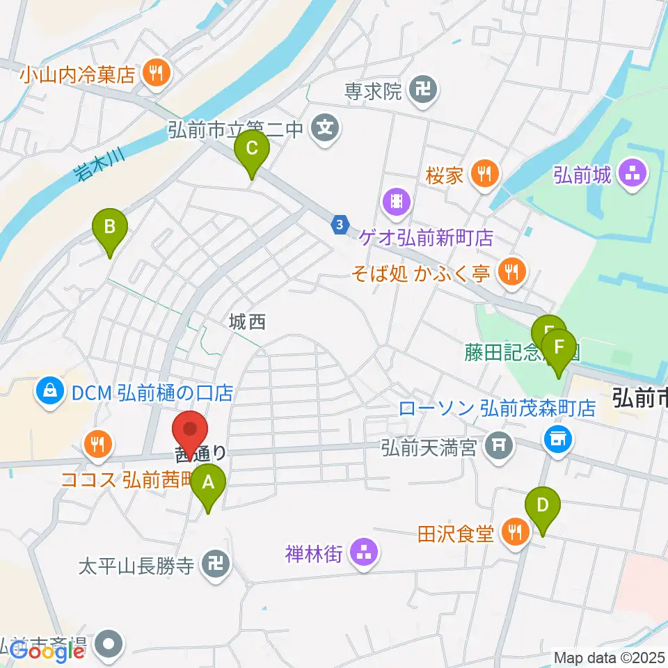 津軽三味線 まんじ三味線店周辺のカフェ一覧地図