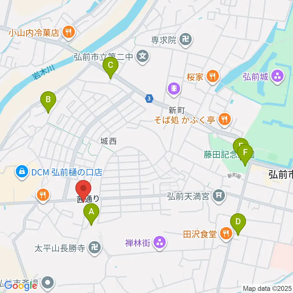 津軽三味線 まんじ三味線店周辺のカフェ一覧地図