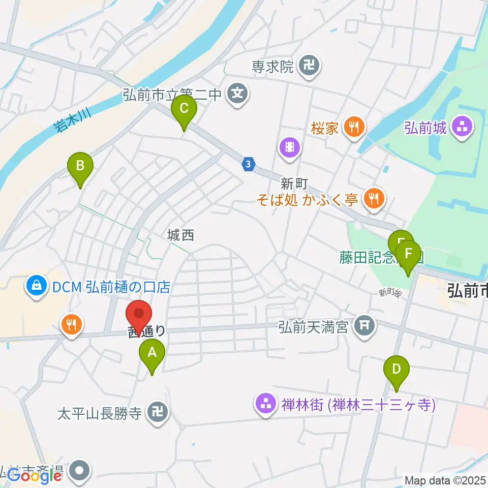 津軽三味線 まんじ三味線店周辺のカフェ一覧地図