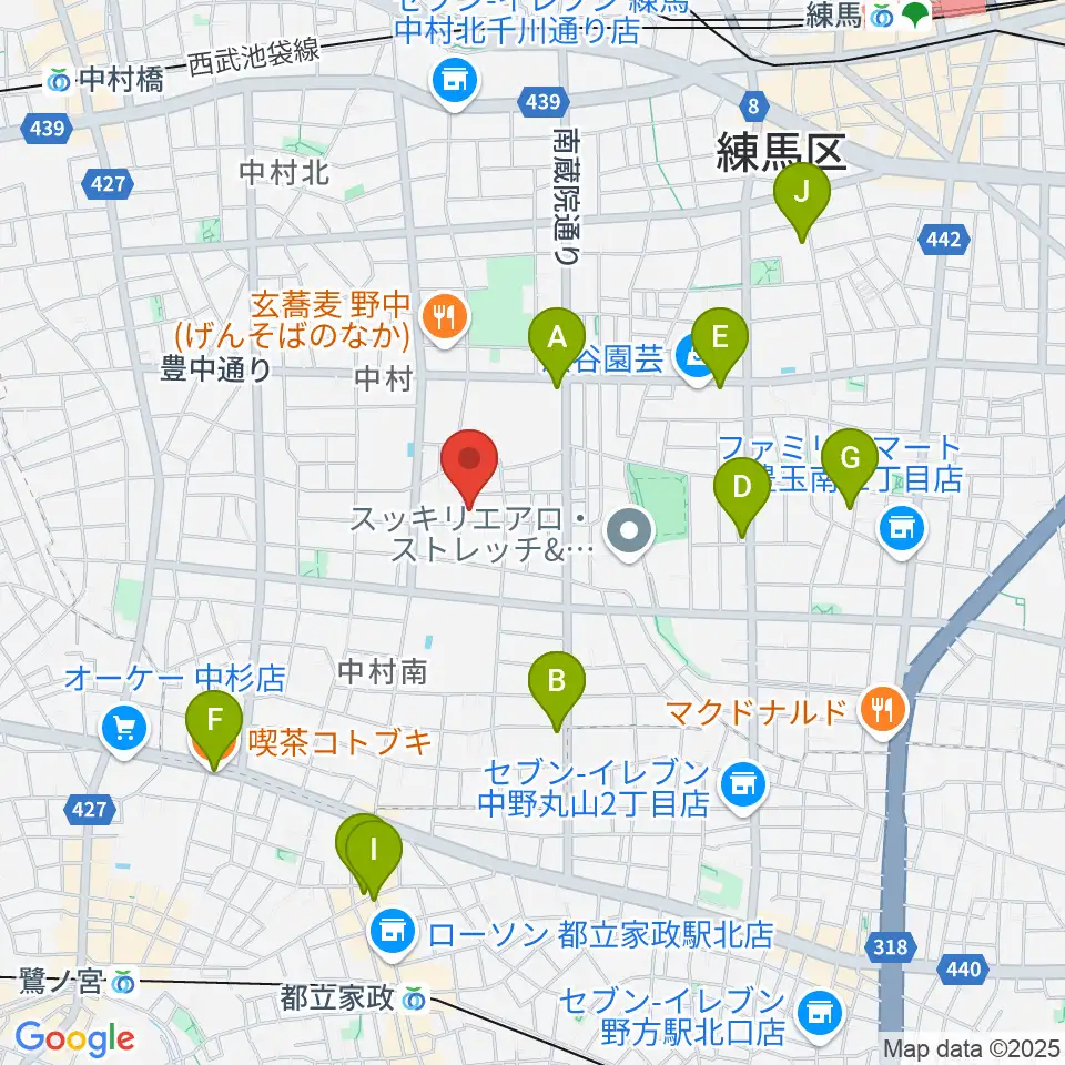 夢弦堂周辺のカフェ一覧地図