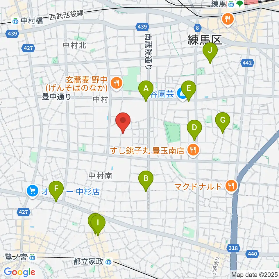 夢弦堂周辺のカフェ一覧地図