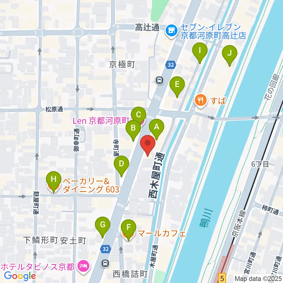 ロック・サーカス・スクウェア周辺のカフェ一覧地図