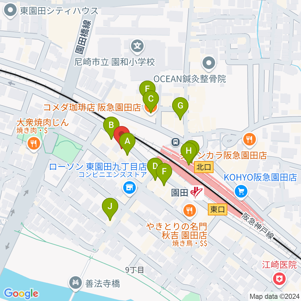 夢羽工房周辺のカフェ一覧地図