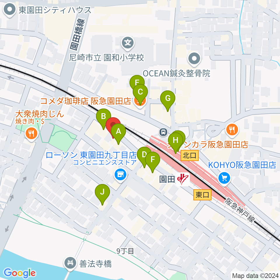 夢羽工房周辺のカフェ一覧地図