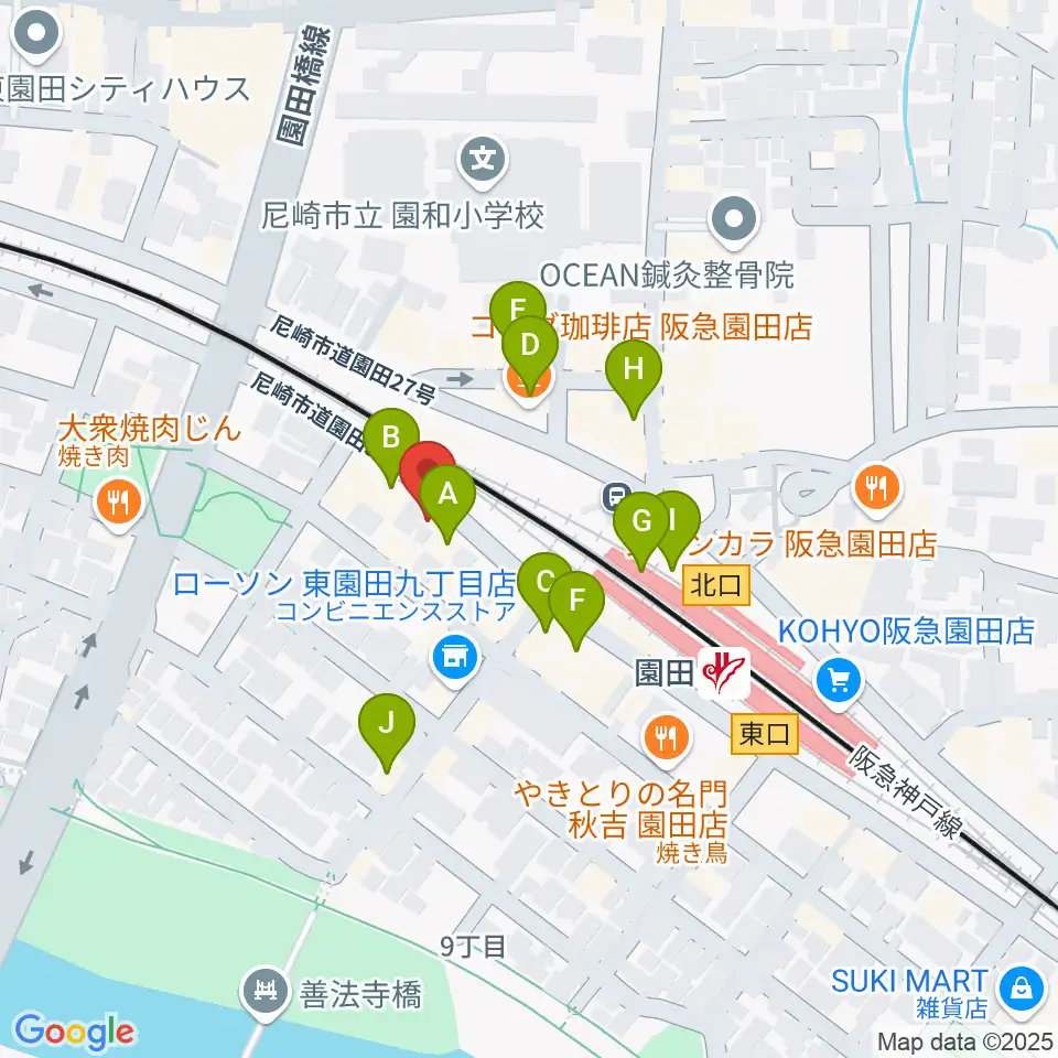 夢羽工房周辺のカフェ一覧地図