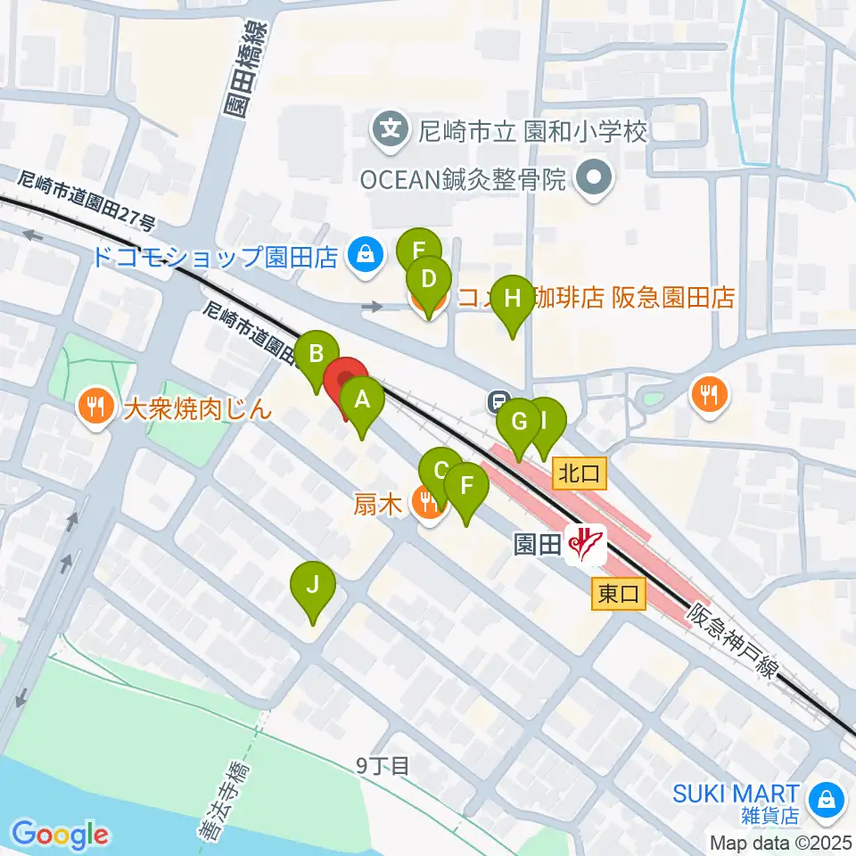 夢羽工房周辺のカフェ一覧地図