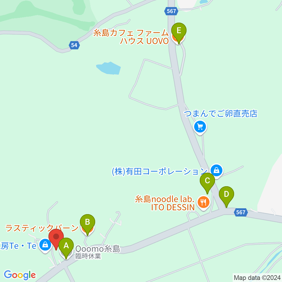 大城ピアノ周辺のカフェ一覧地図