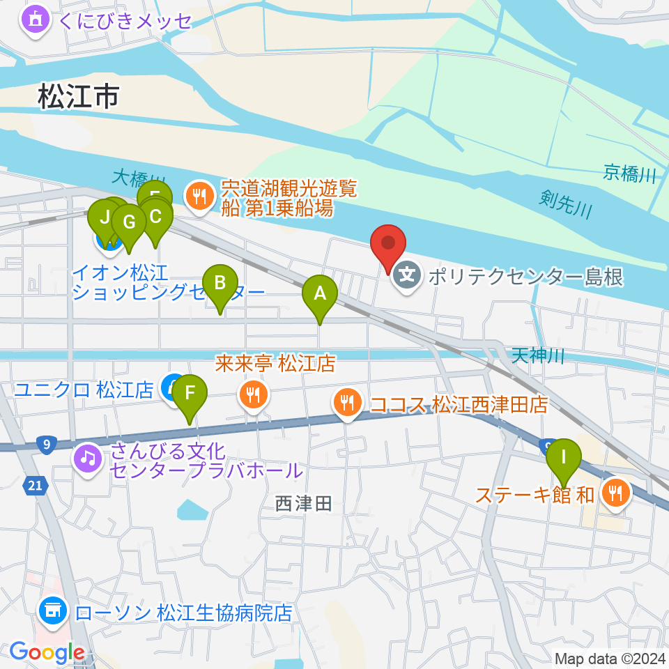 つちえ楽器店周辺のカフェ一覧地図