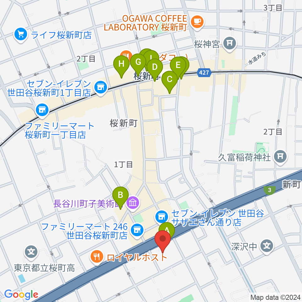 スタジオジャイヴ周辺のカフェ一覧地図