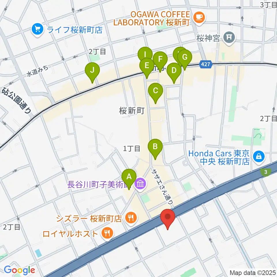 スタジオジャイヴ周辺のカフェ一覧地図
