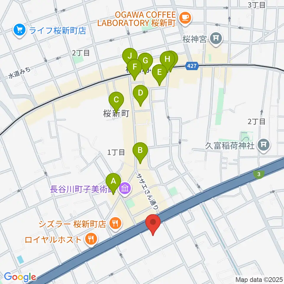 スタジオジャイヴ周辺のカフェ一覧地図