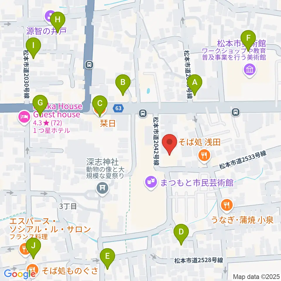 国際スズキ・メソード音楽院周辺のカフェ一覧地図