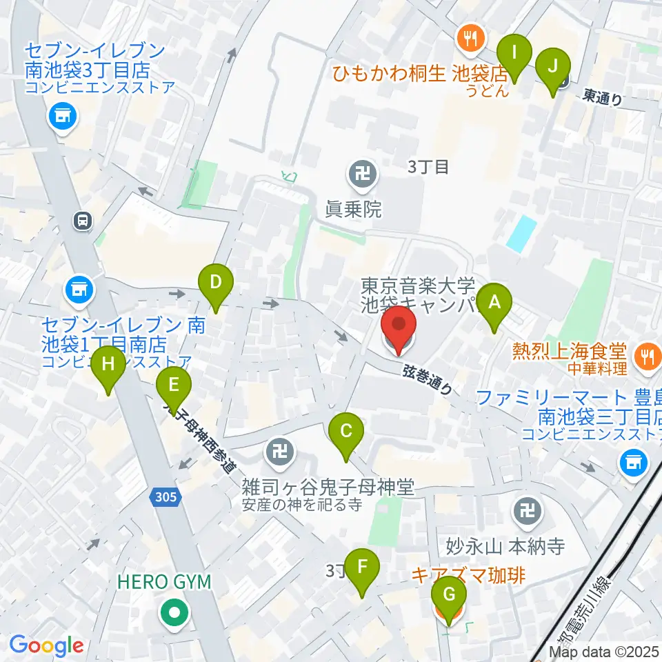 東京音楽大学周辺のカフェ一覧地図