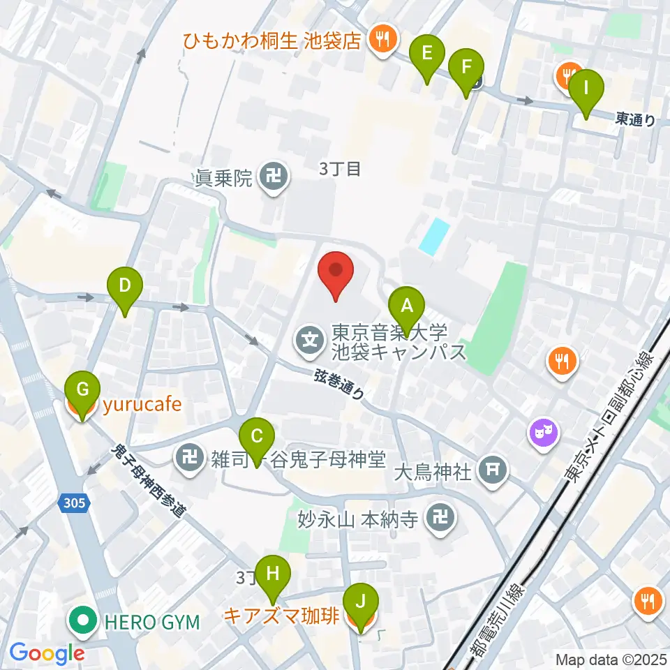 東京音楽大学付属高等学校周辺のカフェ一覧地図
